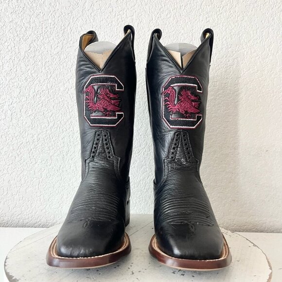 Rod Patrick Womens Cowboy Boots 9B Black Smooth Ostrich Western Square Toe - Picture 5 of 10